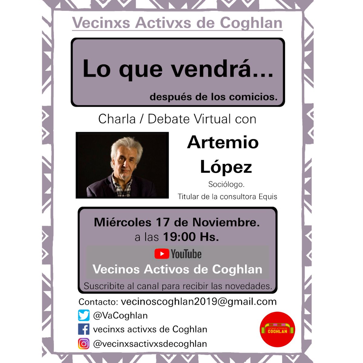 VaCoghlan's tweet photo. Este miércoles a las 19hs les esperamos para analizar el resultado de las elecciones junto a @Lupo55 y @jorgehalperin por nuestro canal de YouTube:
https://t.co/AOGRwnVHX4 https://t.co/eM0UEcg94V