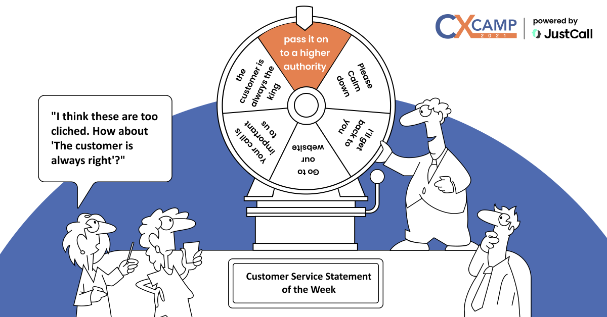 joincxcamp's tweet photo. Which customer service cliches get on your nerves?

Whether you're the customer or the one facing customers

Cliched #CX phrases and acts can be a death sentence for your business 👎🏻

A well-informed, customer-centric approach is the best antidote to this ✅

 #CustomerExperience https://t.co/lNHjLmGLOU