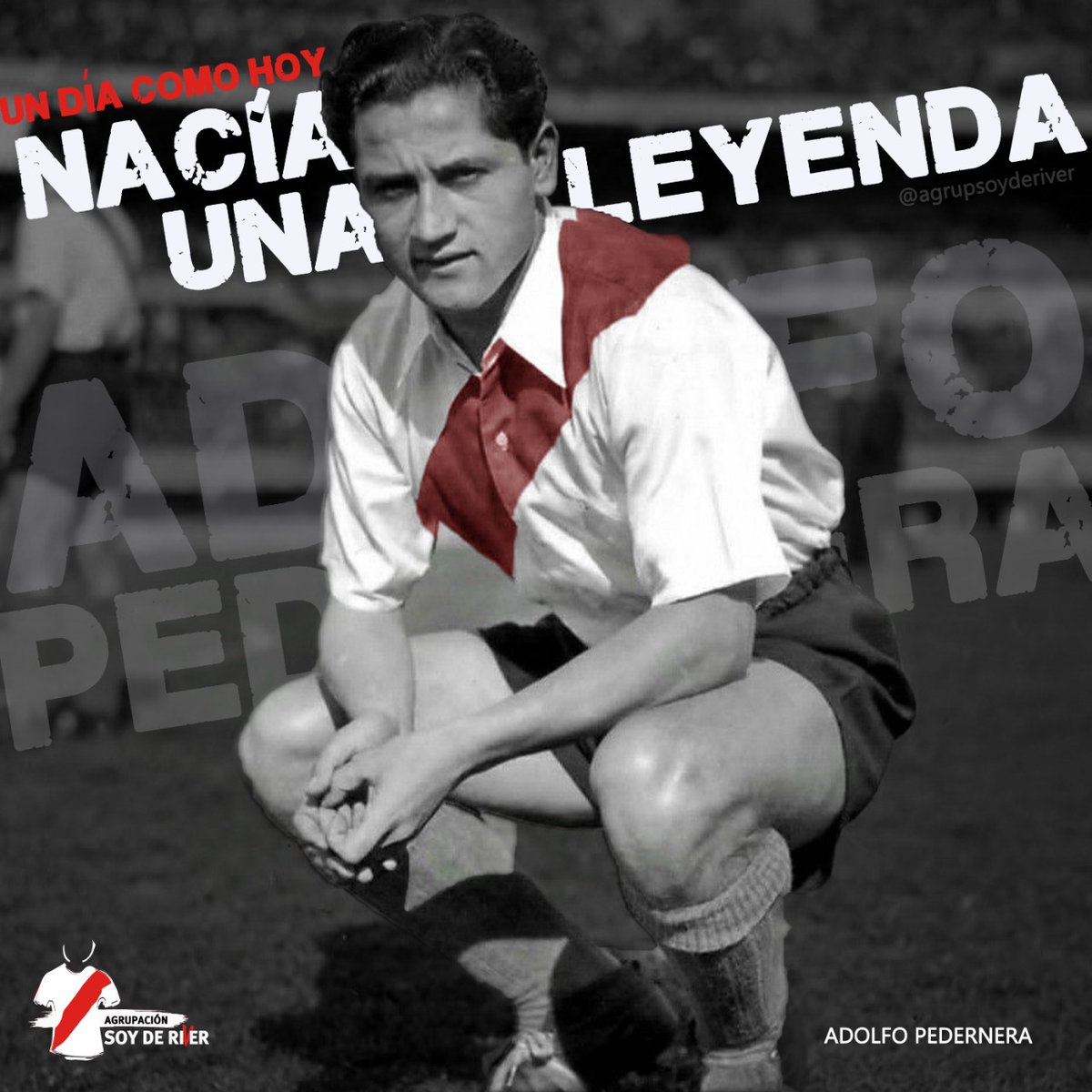 movsoyderiver's tweet image. 𝗨𝗡 𝗗𝗜𝗔 𝗖𝗢𝗠𝗢 𝗛𝗢𝗬
Hace 103 años nacía una leyenda del fútbol mundial, un maestro. Adolfo Pedernera, el cerebro de La Máquina, cinco veces campeón con la banda y un referente para las Inferiores de nuestro club.
•
#soyderiver  #pedernera #somosfamilia #filosofiariver