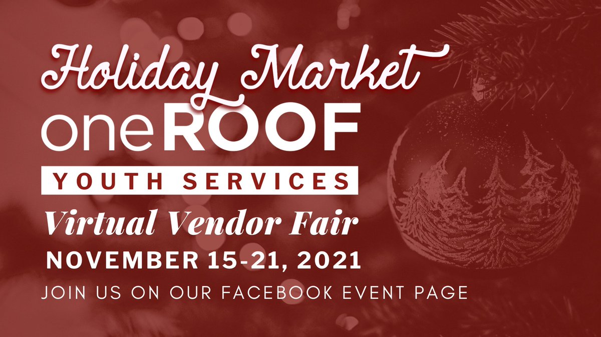oneROOFYouth's tweet photo. The #oneROOFVendorFair Holiday Market is happening NOW!
All week long you can shop from our list of participating small businesses, all of which are donating a portion of their sales to us! #GiftAndGive 🎁
Shop by visiting our Facebook Event Page: https://t.co/TeFSAgxi6X https://t.co/IBytShyXX8