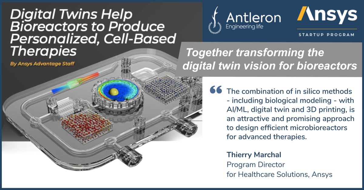 antleron's tweet image. Antleron featured in @ANSYS Advantage Magazine with article about @Antleron&apos;s digital twin development for personalized, cell-based therapies 👉 bit.ly/30orRmZ #insilicosimulation #digitaltwin #softsensing #bioreactors #personalizedtherapies #fluiddynamics