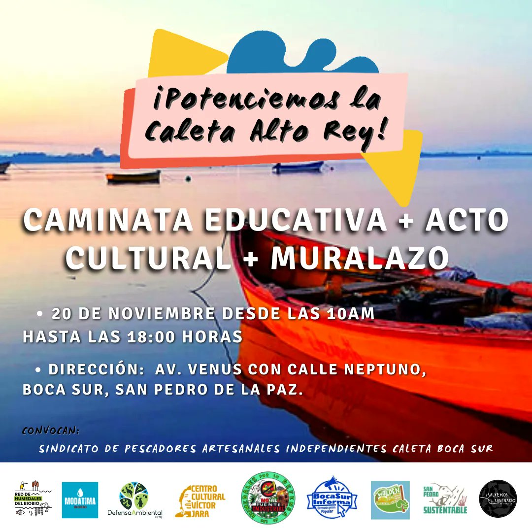 😁🙌 Proximo sábado actividad familiar en pro de potenciar las economías locales y el buen vivir, a defender la boca sur del río Biobío 🌅🛶🌞🎨🎭🚴‍♀️ #NoAlPuenteIndustrial ‼

🚫ACTIVIDAD NO APTA PARA CAMPAÑAS ELECTORALES🚫

Más información 🙌👇 fb.me/e/TX6gAScl