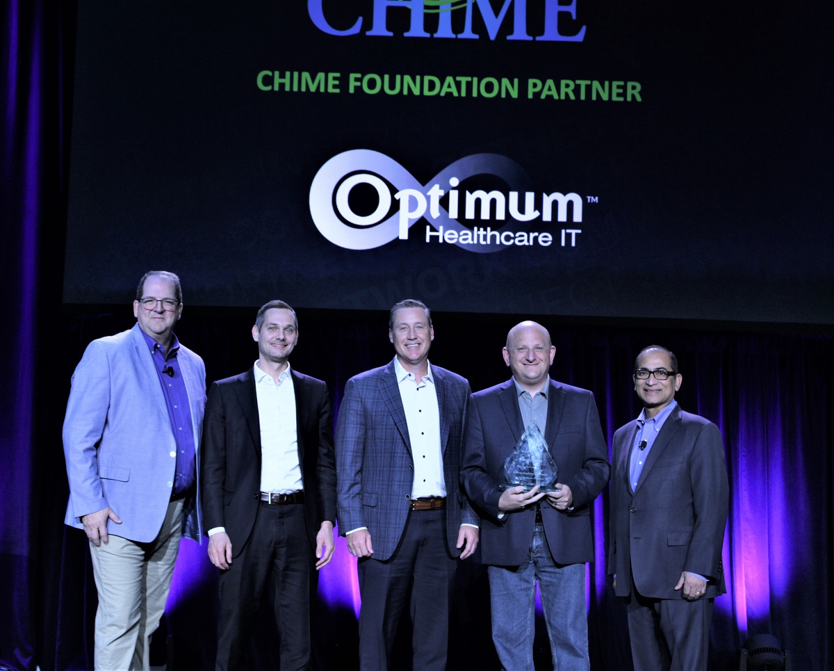 CIOCHIME's tweet photo. Optimum Healthcare IT Wins CHIME Foundation Partner Of The Year Award. Press Release: https://t.co/CM0FENsPur #CHIME21Fall #DigitalHealth #HealthIT #Healthcare https://t.co/OBjBaSLqK3