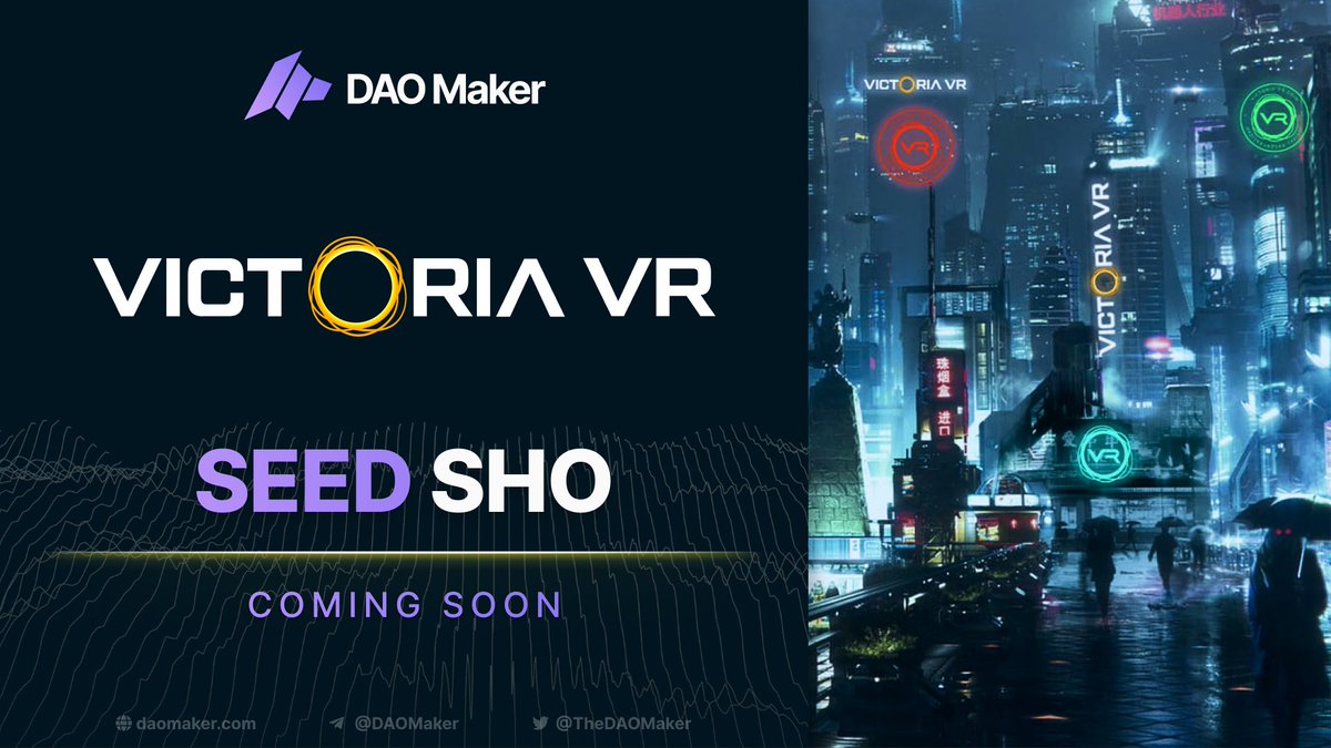 daomaker's tweet photo. SEED SHO: @victoriavr
Victoria VR is the first Blockchain-based MMORPG in Virtual Reality with Realistic Graphics built on Unreal Engine, created and owned by its users.
- Start: 23rd November 12:00 UTC
- Finish: 25th November 12:00 UTC
More details soon!
1/ https://t.co/l75Q9zukU7