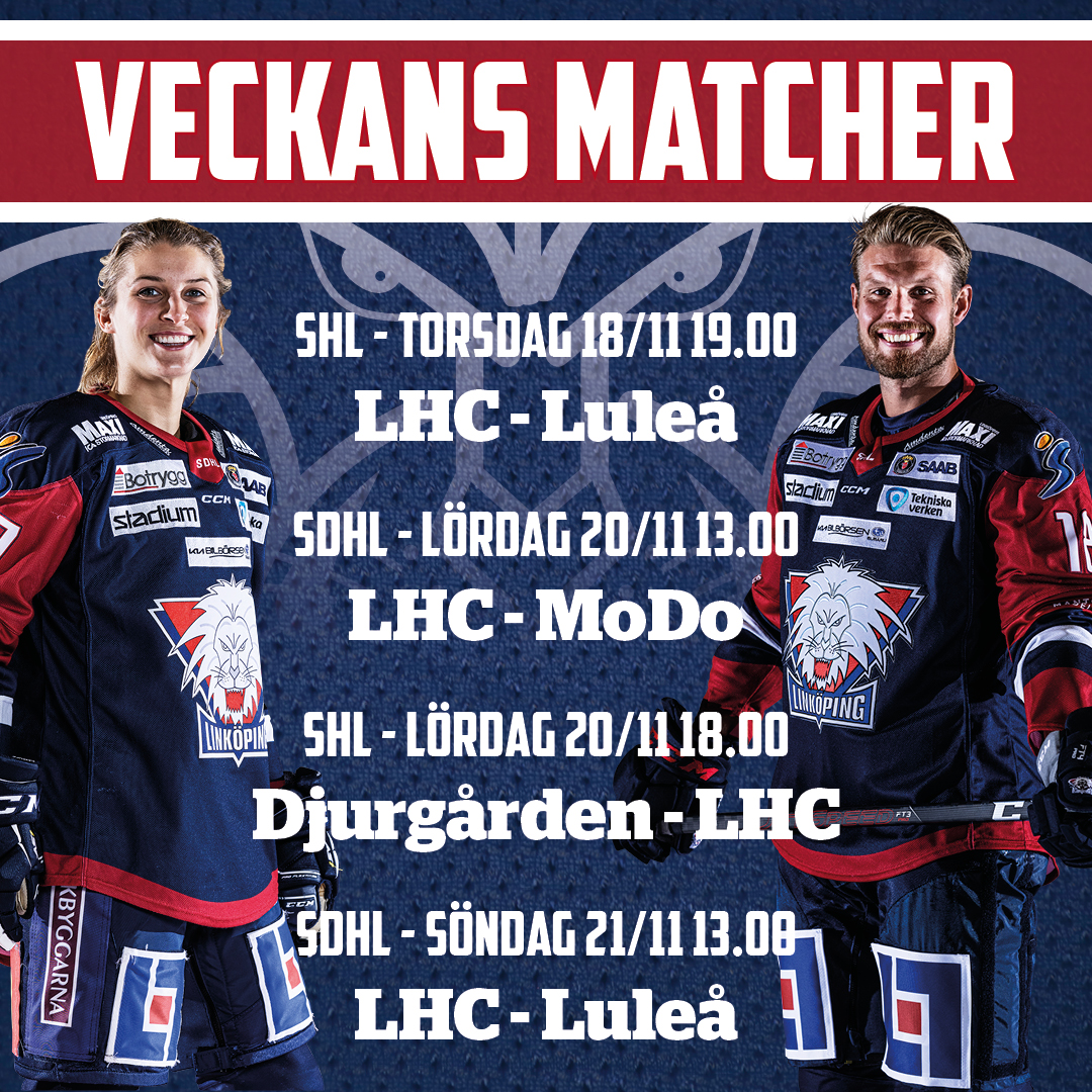 Äntligen! 

Efter en vecka som kändes som en livstid, är det åter dags för Clubens representationslag att spela tävlingsmatcher!

Vi ser fram emot tre hemmamatcher och en på bortaplan. 

Häng med!

#stadenslag #shl #sdhl