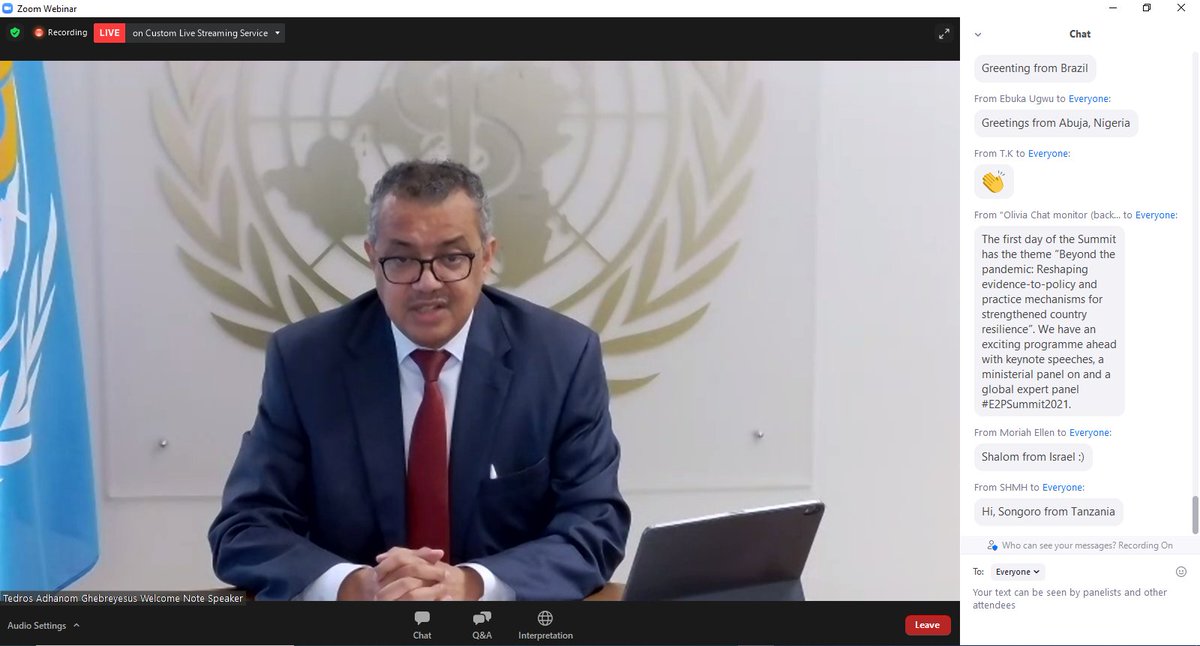 Key points from @DrTedros 1- We cannot wait for another crisis to put the #E2P mechanisms in place. 2-We Need cross-sectoral collaboration. 3- We Need to build sustainable evidence-to-policy mechanisms. @WHO @lavisjn @FRauCameroun @MinsanteCMR @DrManaouda @Africa_evidence @okwen