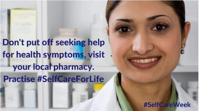 Do not put off seeking help if you are worried about a health problem. Try your pharmacy first. #selfcareweek . Practise #selfcareforlife .