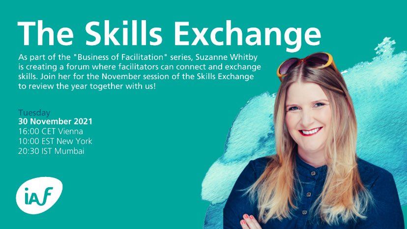 iaf_eme's tweet photo. As part of the members-only "Business of Facilitation" series, Suzanne Whitby is creating a forum where facilitators can connect and exchange skills. Join us in our next session to review the year together with us! Register now: https://t.co/jRO6uFwQNp https://t.co/2GZsVhcI3Z