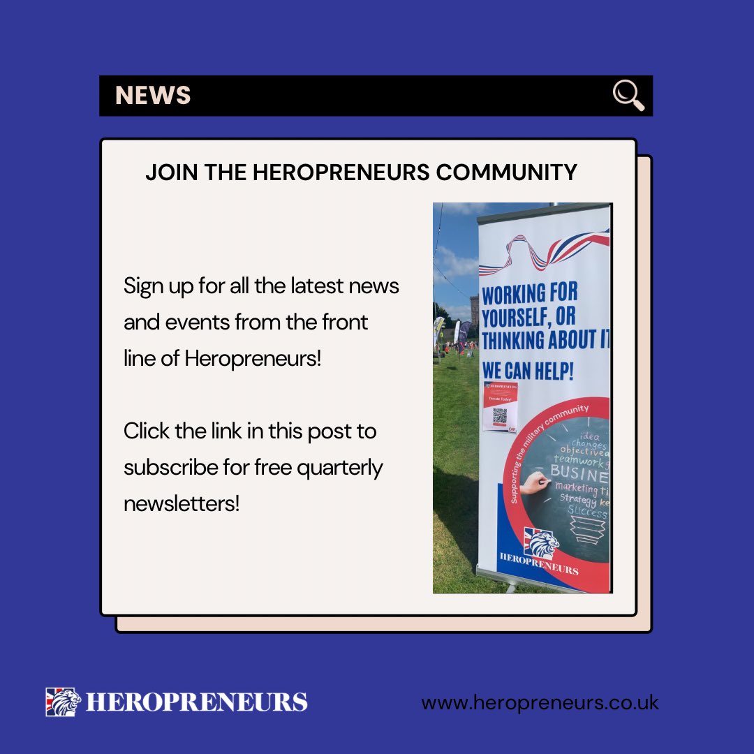 Heropreneurs's tweet photo. Have you signed up to our quarterly newsletters yet? 🗞
We will be sending this years Impact Report out to all subscribers this week so now is your chance to sign up for free!  👉🏻 https://t.co/lATMaJlJWc
#veterans #militarycommunity #milspo #veteranownedbusiness https://t.co/hCMLXvkX07