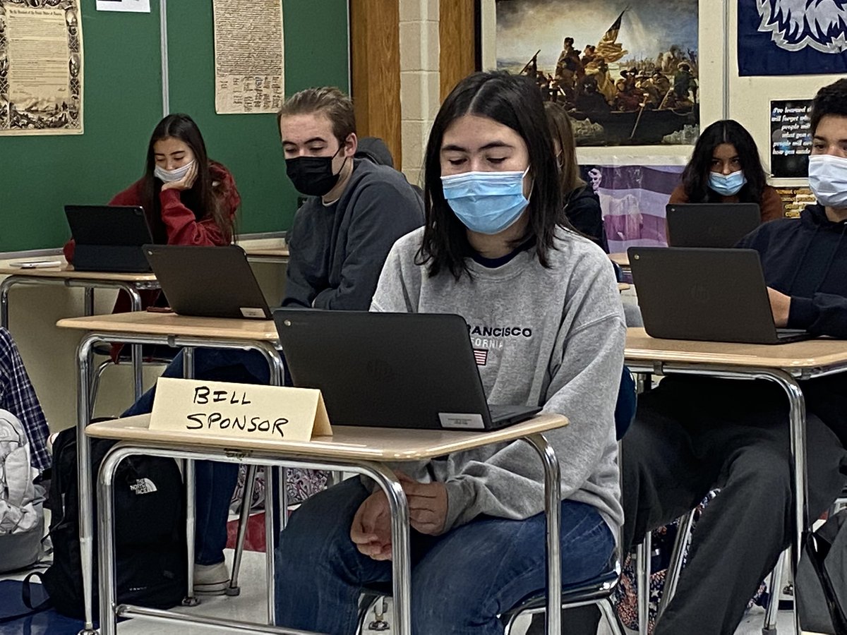 CesareAustin's tweet photo. Senators debating immigration and environmental bill proposals today in Mock US Senate committees. #takinginformedaction #learningbydoing @ManeStMirror https://t.co/pETuQvS6tK