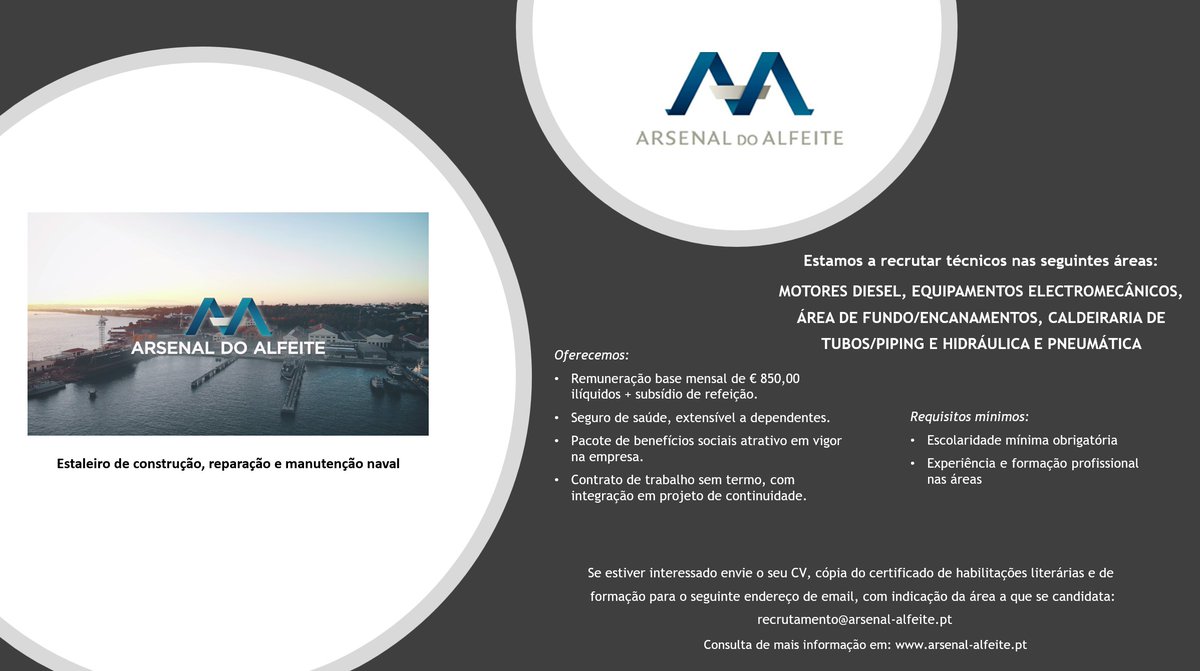 AAlfeite's tweet photo. Técnicos Mecânica (11 vagas)
https://t.co/r80OuBrxbX https://t.co/Tf3U9xDtSW