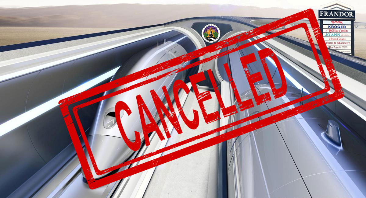 makelansingcla1's tweet photo. It is with much sadness that we announce the cancellation of the Frandor Hyperloop project. We reached out to city officials who confirmed that the project is cancelled, and they will instead ease Frandor traffic woes with additional stoplights, and poorly placed one-way streets. https://t.co/AqvXe1GQdf
