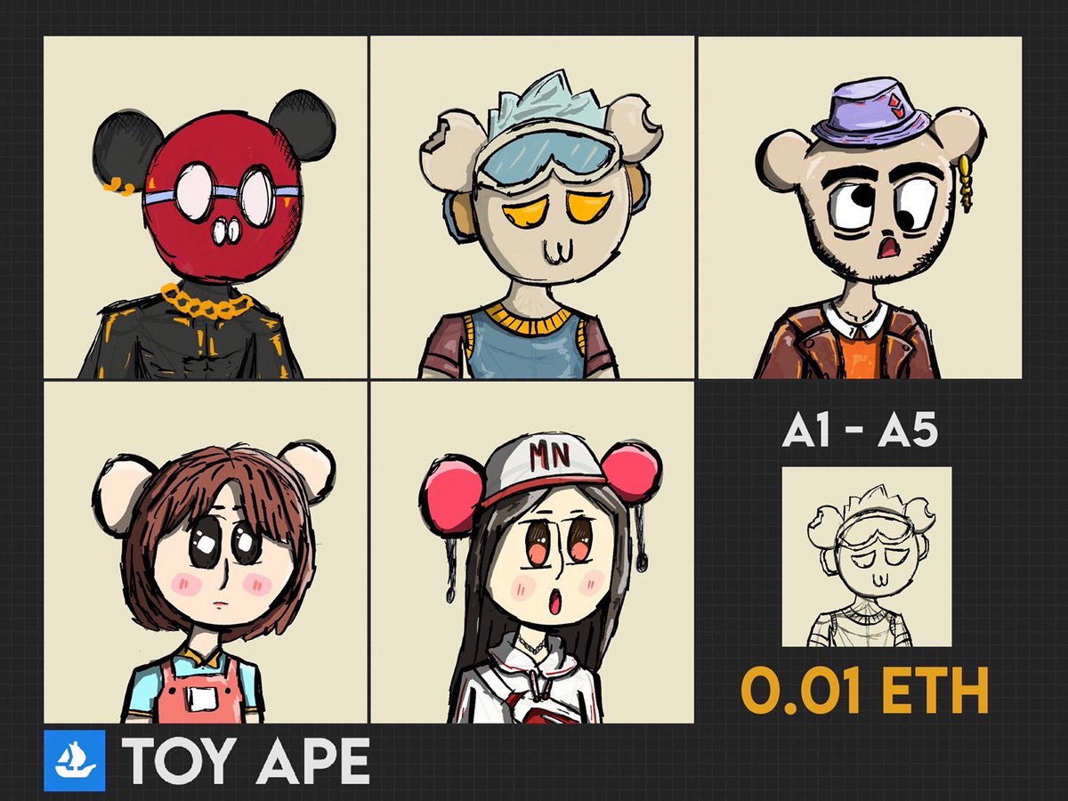 ape_toy's tweet photo. Hello, and welcome to Toy ape's universe.
 This collection's paintings will be auctioned 5 times a week, with a new one released every Sunday.
 Please keep an eye on the painting progress.  Those interested in purchasing and owning it can do so at
  https://t.co/lJ5BuVkboT https://t.co/FeP2MDuCmm