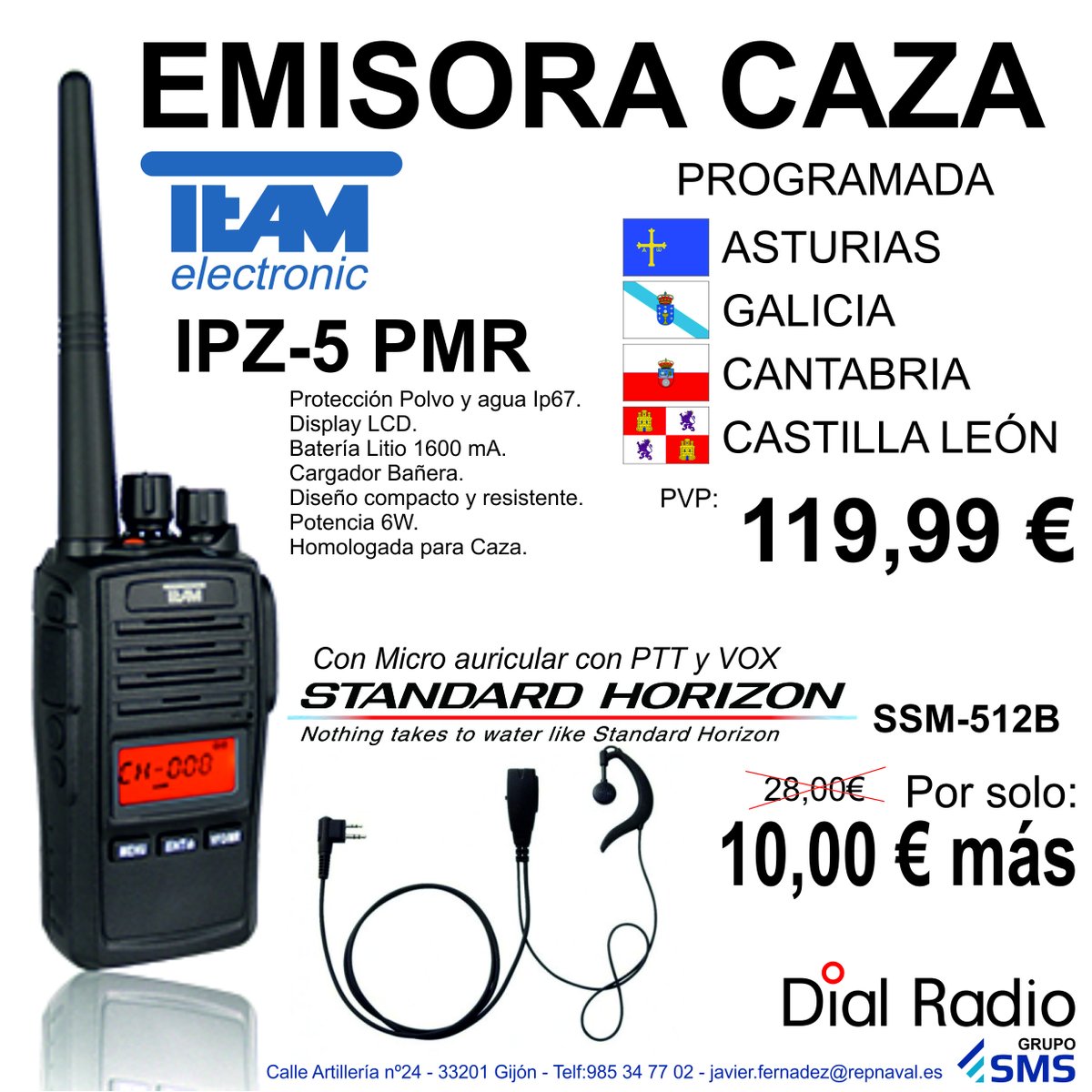 ¡Oferta por lanzamiento nueva emisora PMR Team IP67! #oferta #Noviembre  #AM #FM #DialRadioComunicaciones #DialRadio #Gijon #CastillaYLeon #Galicia #Asturias #followme