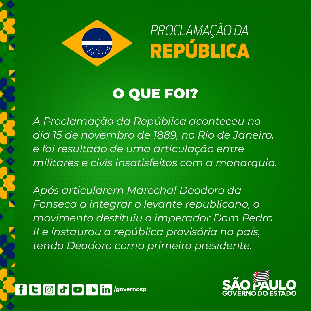 Dia da Proclamação da República - 15 de novembro