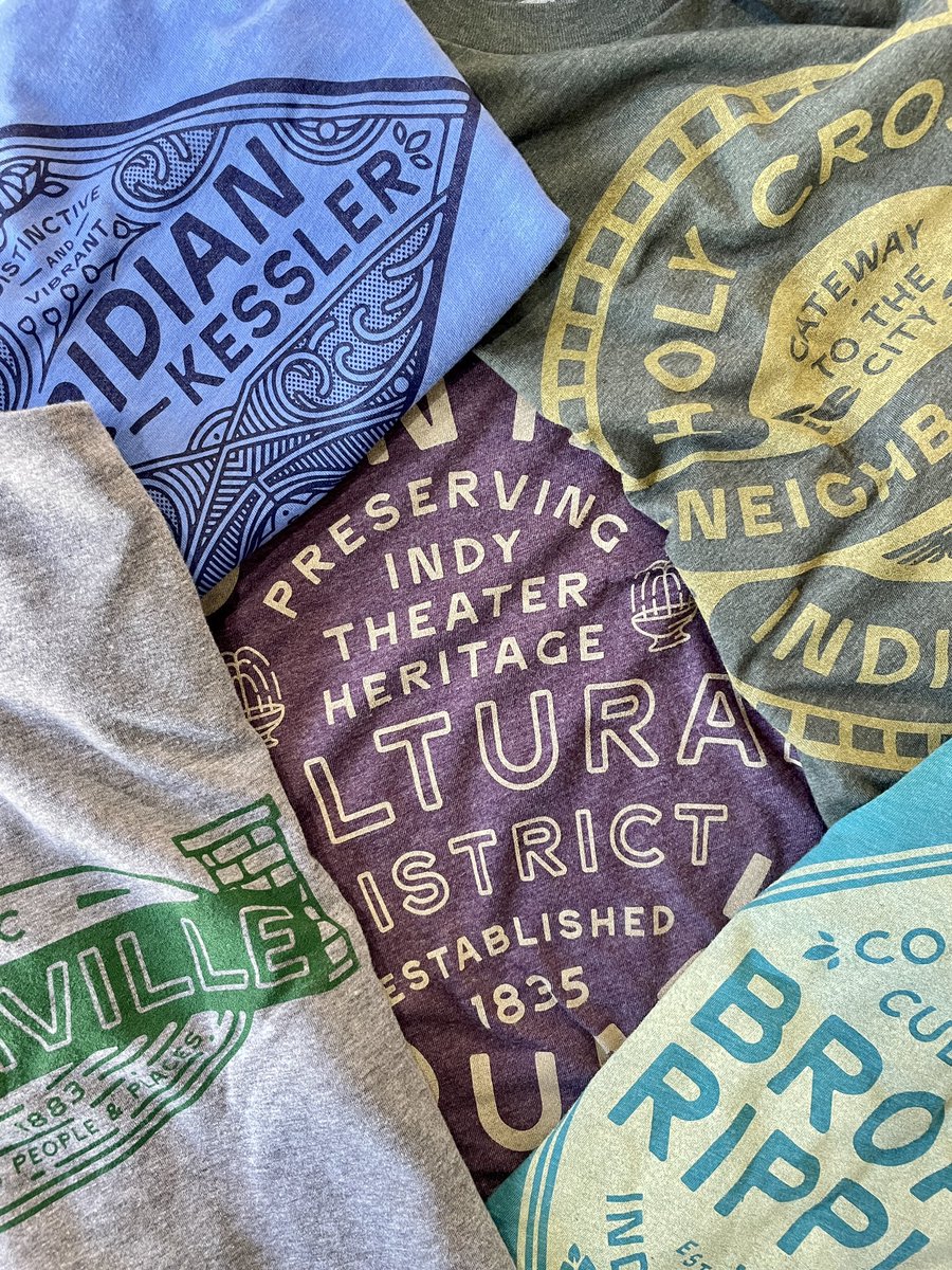 TheShopIndy's tweet photo. Shop our Indy Neighborhood tees. We collaborated with @yeahrighttype on these first 5 designs! #broadripple #fountainsquare #holycross #meridiankessler #haughville https://t.co/wQbK917okf https://t.co/HvimE2SLLo