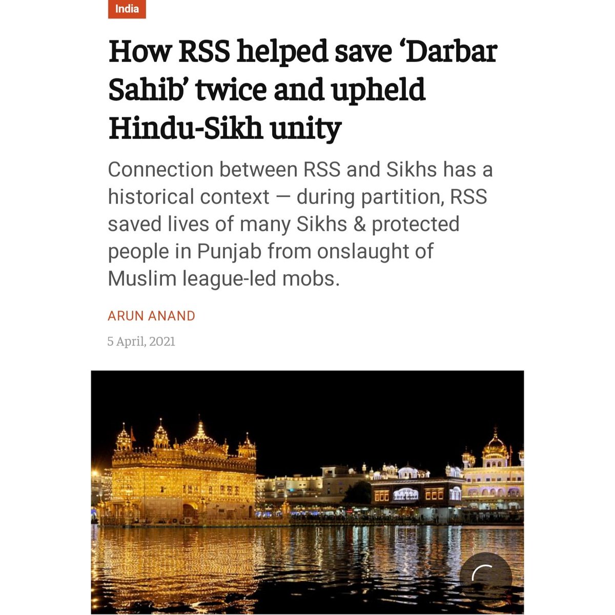achintyaapandey's tweet photo. How the Congress can forget that during the peak of terrorism in 1986, RSS parcharaks from across the country came to Punjab and stayed with Hindu families that were planning to leave the state.

 #RSS4Punjab

@beingarun28 https://t.co/wZ9dE7O4IA