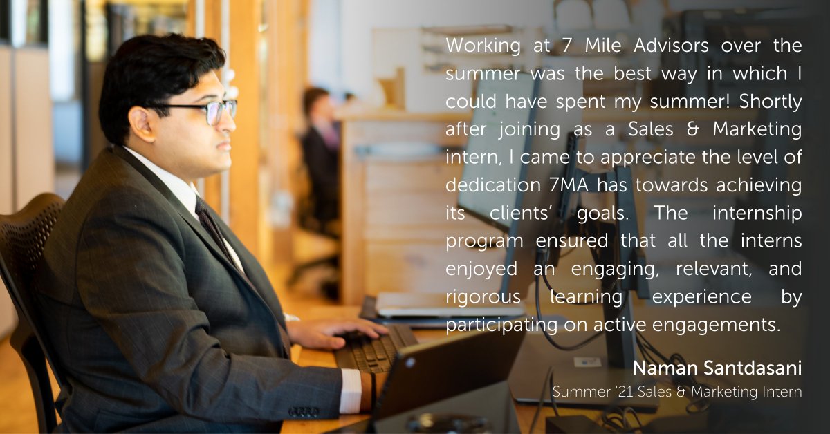 If you are a rising Junior or Senior who has an interest in B2B marketing, we are currently accepting applications for our 2022 Summer Internship class that will be based in Charlotte, NC. Please apply via the link on our website: 7mileadvisors.com/summer-2022-in…. #B2Bmarketing #intern