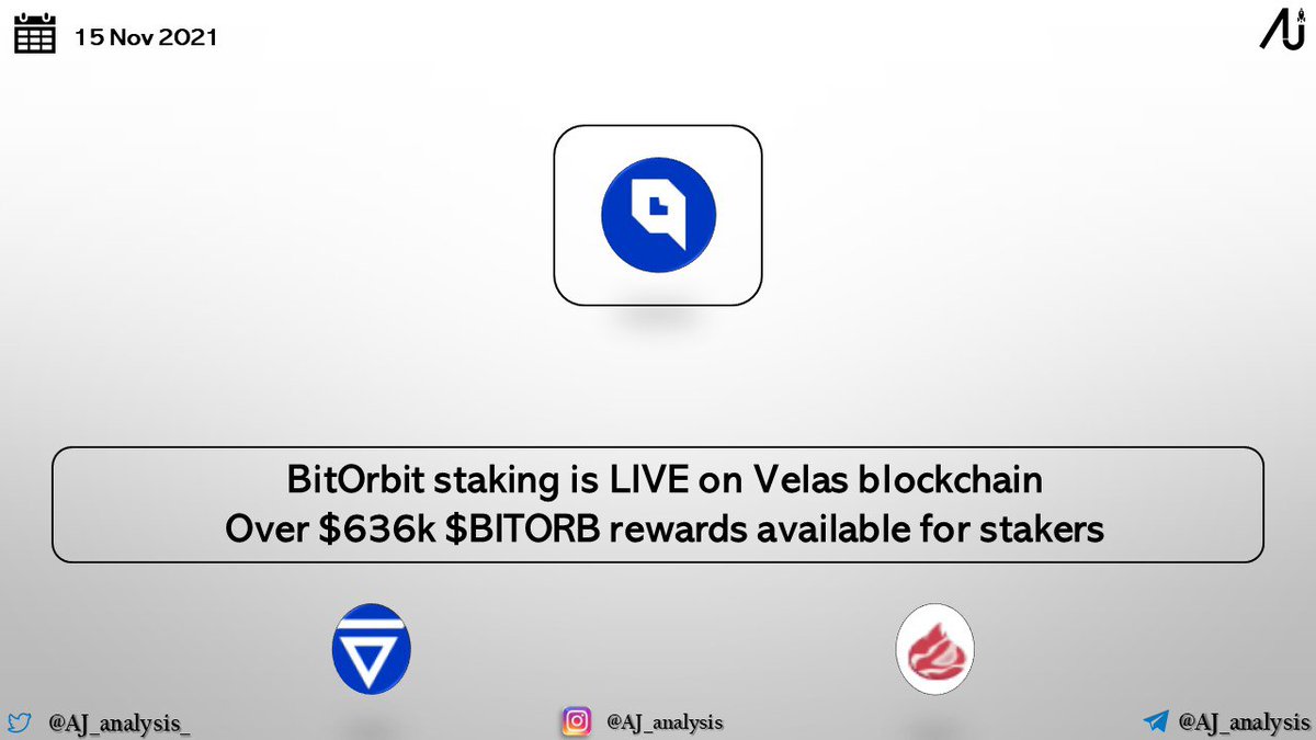 🚀 @bitorbitapp staking is LIVE!!!

▪️ Staking is available on @VelasBlockchain 
▪️ $636k+ $BITORB rewards available for stakers
▪️ First staking rewards distribution today @ 4  PM UTC

👉 To stake - staking.bitorbit.com/staking

👉 More details - t.me/BitOrbitAnnoun…
