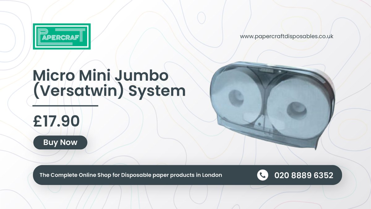 papercraftsuk's tweet image. Micro Mini Jumbo (Versatwin) System bit.ly/3oufihV
Price: £17.90

#toiletrolls #couchroll #handtowels #toiletdispenser #wiperrolls #whitetoiletrolls #PaperCentrefeedRolls #paperproducts #softhandtowels #paperhandtowel #papertowels #paperrolls #papercraftdisposablesuk