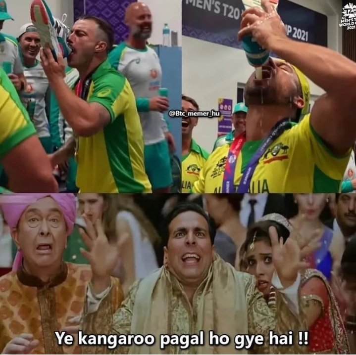 manishdigitalsh's tweet photo. When u win and celibrate it like this 😂
#Aus 
#austrailiacricketteam 
#ICCT20WorldCupfinal 
#ICCT20WorldCup 
#DavidWarner https://t.co/IVVxbbACqt