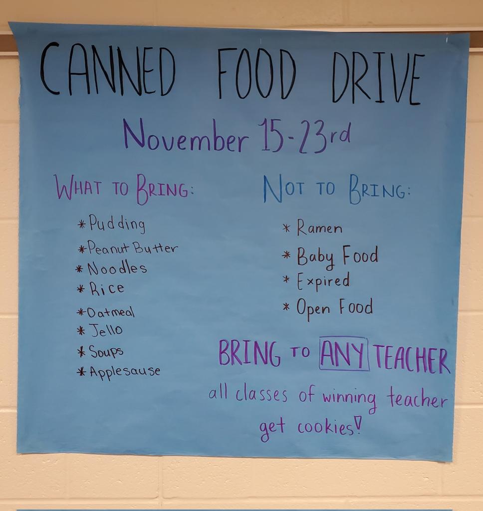 CCHS Canned Food Drive starts today! Thank you Key Club for the organization! #GoComets