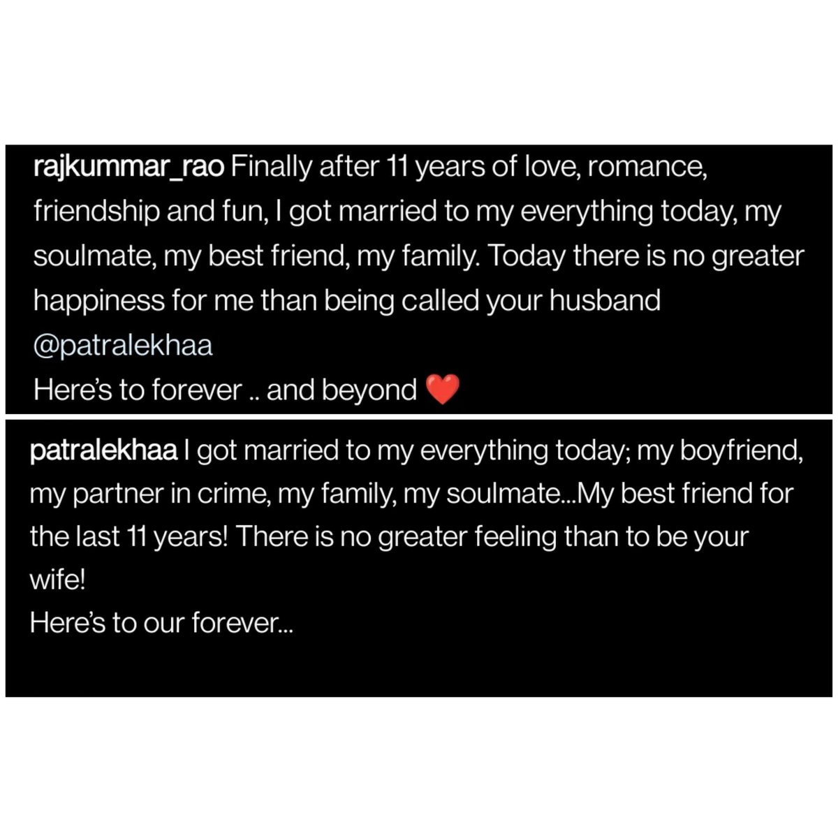 HydTimes's tweet photo. #RajkummarRao &amp; #Patralekhaa are officially Mr &amp; Mrs. 🥳 Read the adorable notes they penned for one another 😍

#Bollywood #BollywoodActor #WeddingVibes https://t.co/O0LK1zcyc8