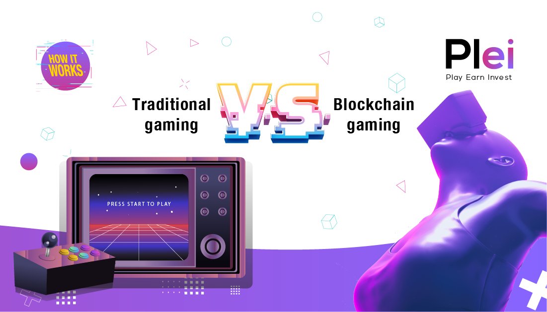 plei_games's tweet photo. Traditional gaming 🎮 Vs Blockchain gaming: 
In traditional gaming, all the digital assets are owned by the developers. Whereas in a crypto game, the user owns the items that are acquired during progress in a game.

#Plei #blockchain #crypto #gaming #AxieInfinity #nft #pleiers https://t.co/InFgqAUTEs