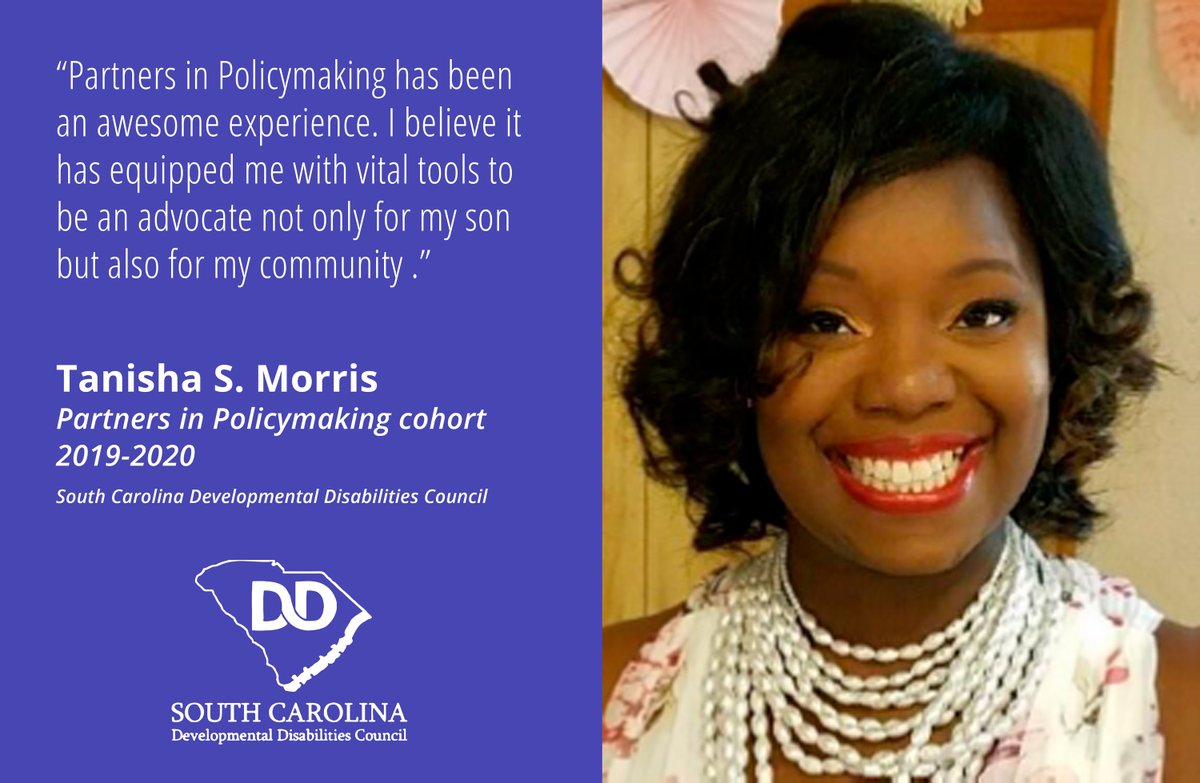 SCDDCouncil's tweet photo. How has #SCDDC's Partners in Policymaking impacted its attendees? Just ask Tanisha Morris, a member of 2019-2020 cohort. https://t.co/wPM09dExwz