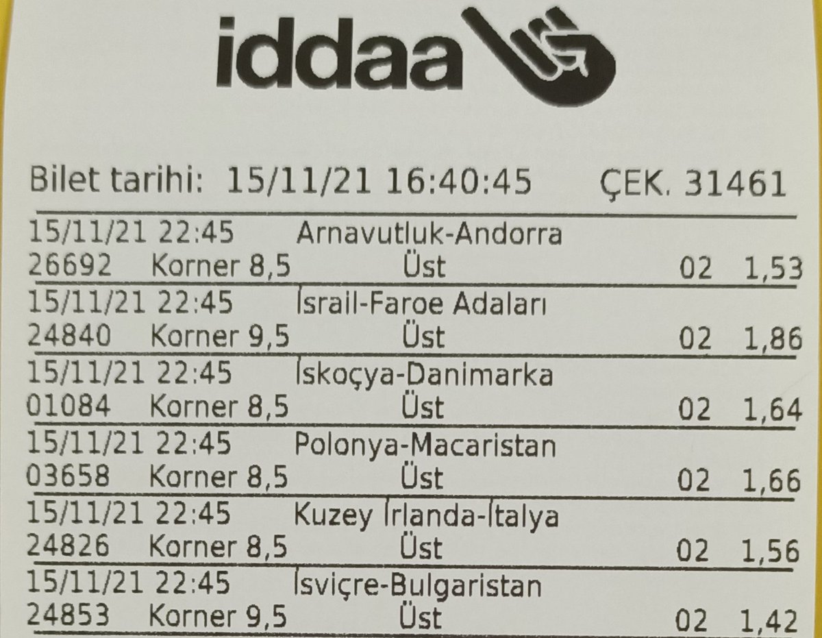 bizimkupon21's tweet photo. #15kasim #Pazartesi #iddaa #banko #Supriz #korner #Gol #sayilari #garanti #Gelmesini #Bekledigim #maclar 1 kupon gelmesini #bekliyorum #Bitcoin #Yargi yaraticaz #GARAN ti #herkese bol şans diliyorum #KARDESLERİM https://t.co/gqFxYapYW2