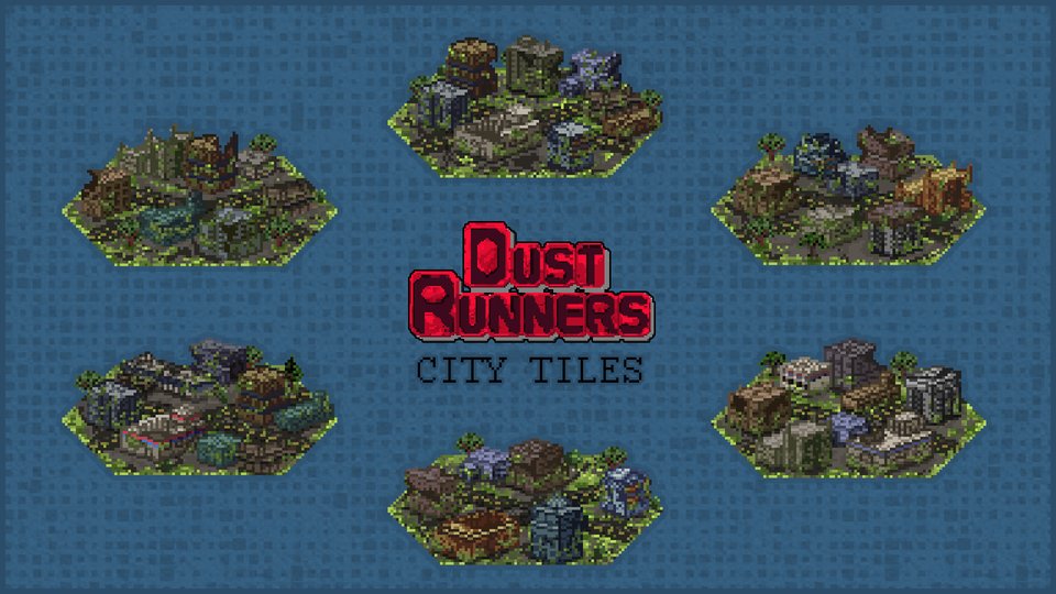DustRunnersGame's tweet photo. Some of our old stuff, and just after, some new stuff! 
City subrub tiles
#indiedev #pixelart  #pixels #pixelartist #roguelike    #roguelite #Survivalgame #indiegames  #postapocalyptic #hexmap #hexagons #tiles #tilemap https://t.co/mnEOXhxgNQ