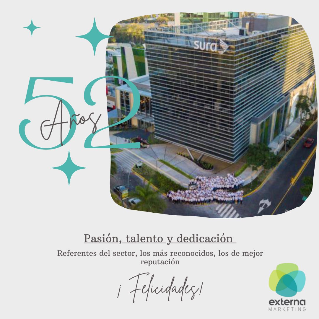 Externamk's tweet photo. Mantenerse por 52 años en esta industria no es fácil, pero su pasión, talento y dedicación los ha posicionado como los mejores, los referentes del sector, los más reconocidos, los de mejor reputación y podríamos continuar@asesuisa_sura
#clientesexmk #relacionespúblicas https://t.co/Ft3zrvr744
