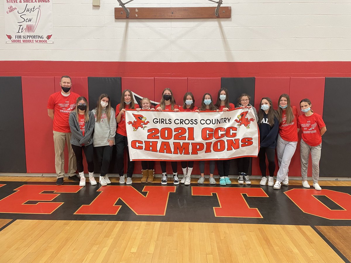 ShoreSports's tweet photo. Shore Girls cross country GCC champions get their banner and championship t-shirts. https://t.co/AQfkyBPL2j
