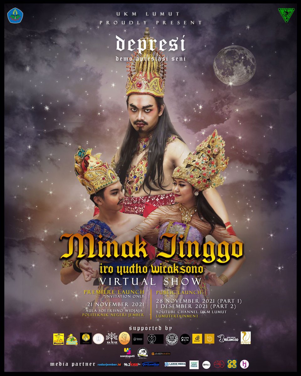 UKM LUMUT PROUDLY PRESENT
VIRTUAL SHOW DEPRESI (Demo Apresiasi Seni)

Public Launch 
Date: 
* 28 November 2021 (part 1)
* 1 Desember 2021 (part 2)
@ UKM LUMUT YOUTUBE CHANNEL: LUMUTERTAINMENT

Selengkapnya link post Instagram : instagram.com/p/CWTDpPrvkZX/…