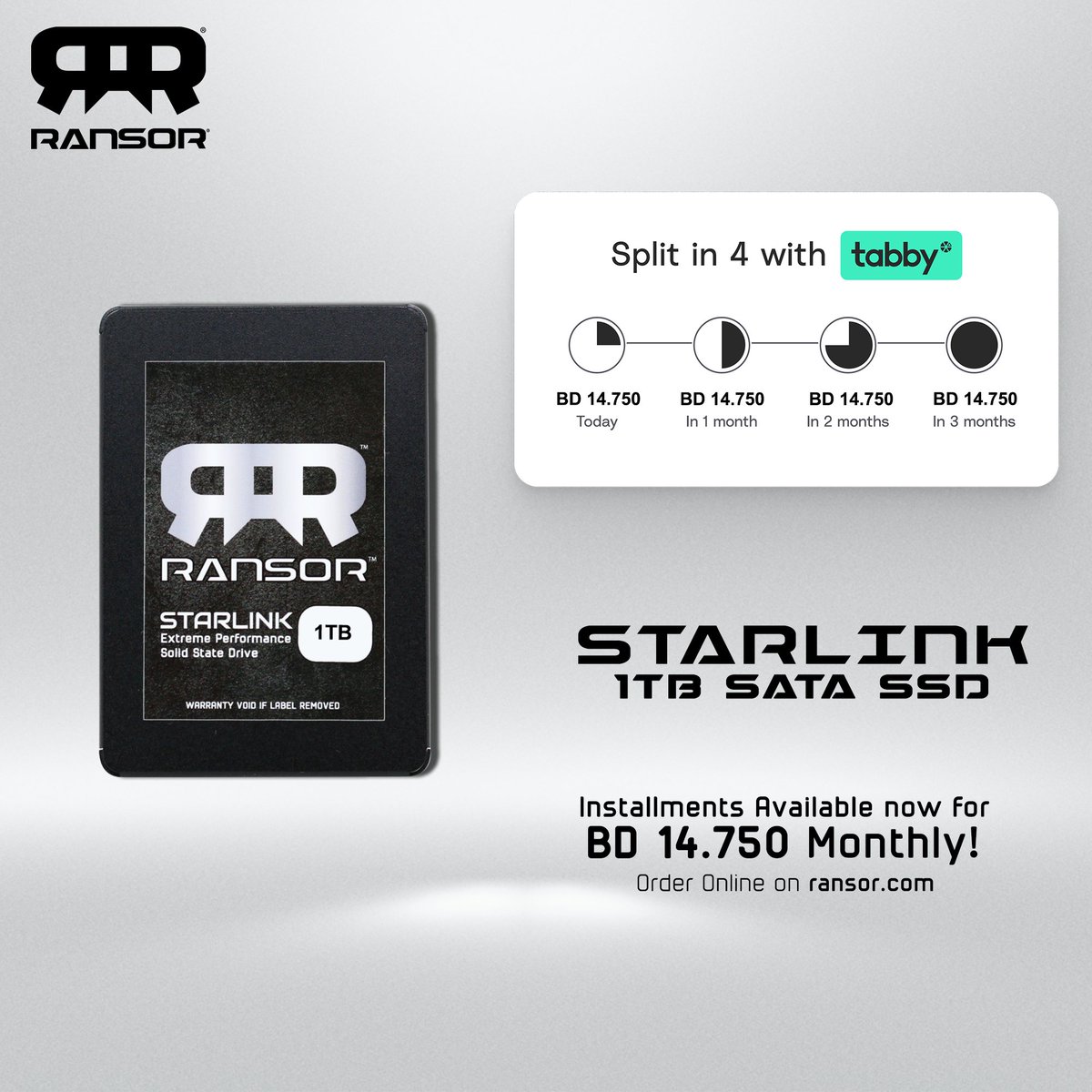 RansorGaming's tweet photo. Buy your favorite RANSOR Products now on Installments!

We’re excited to partner with @tabbypay to bring you a better way to shop! You can shop now and split the cost into 4 equal monthly payments at no interest with any card. #tabby #shopnowpaylater https://t.co/p3KP66x98E