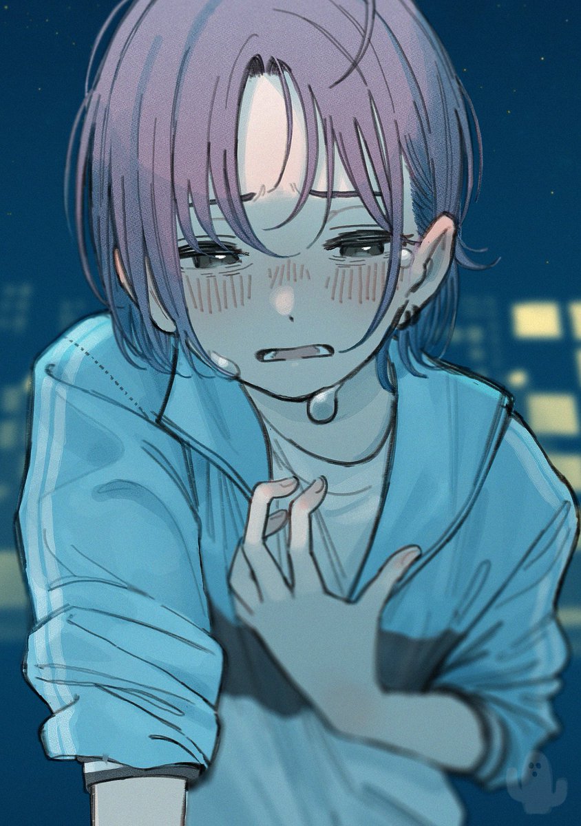 asakura toru 1girl solo night jacket short hair jewelry crying  illustration images