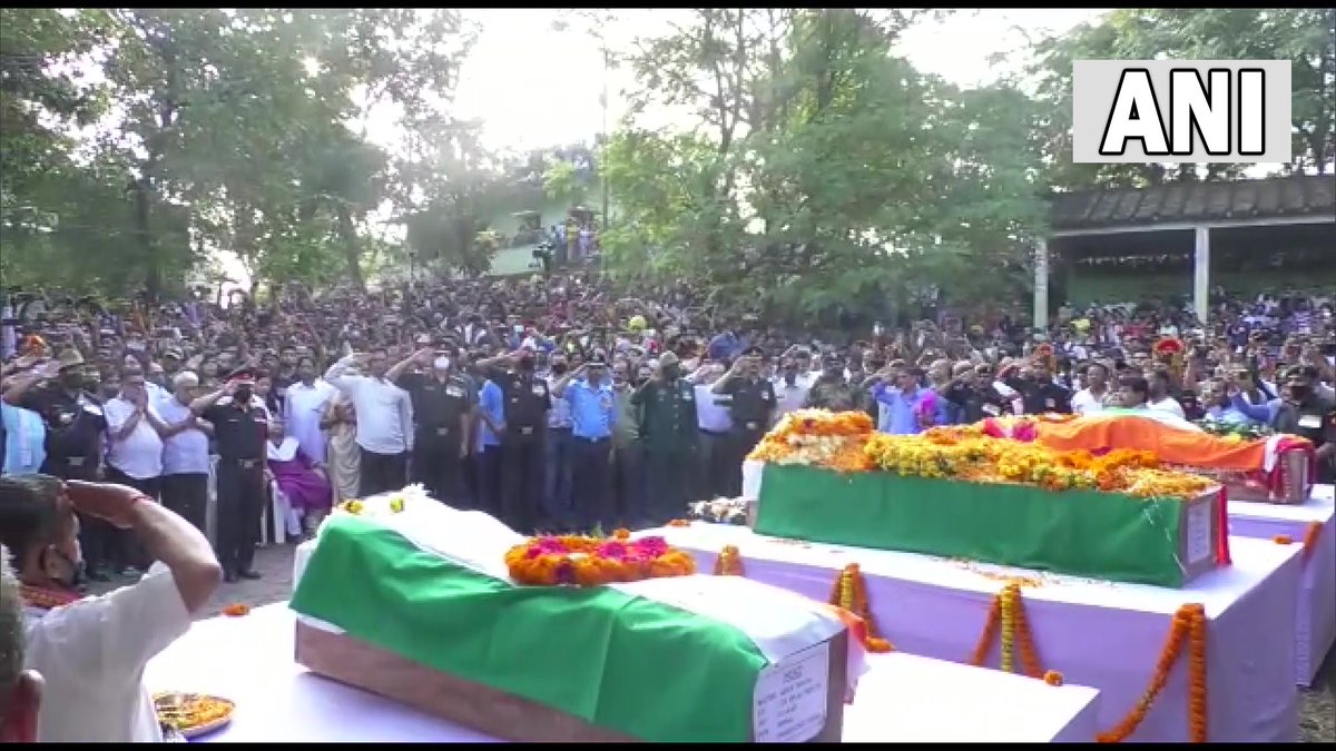 ANI's tweet photo. Chhattisgarh: A large number of people paid tribute to Colonel Viplav Tiwari who along with his wife &amp; minor son died in a terrorist attack in Manipur, at Ram Leela Maidan in Raigarh earlier today https://t.co/CRgZN2QHbH
