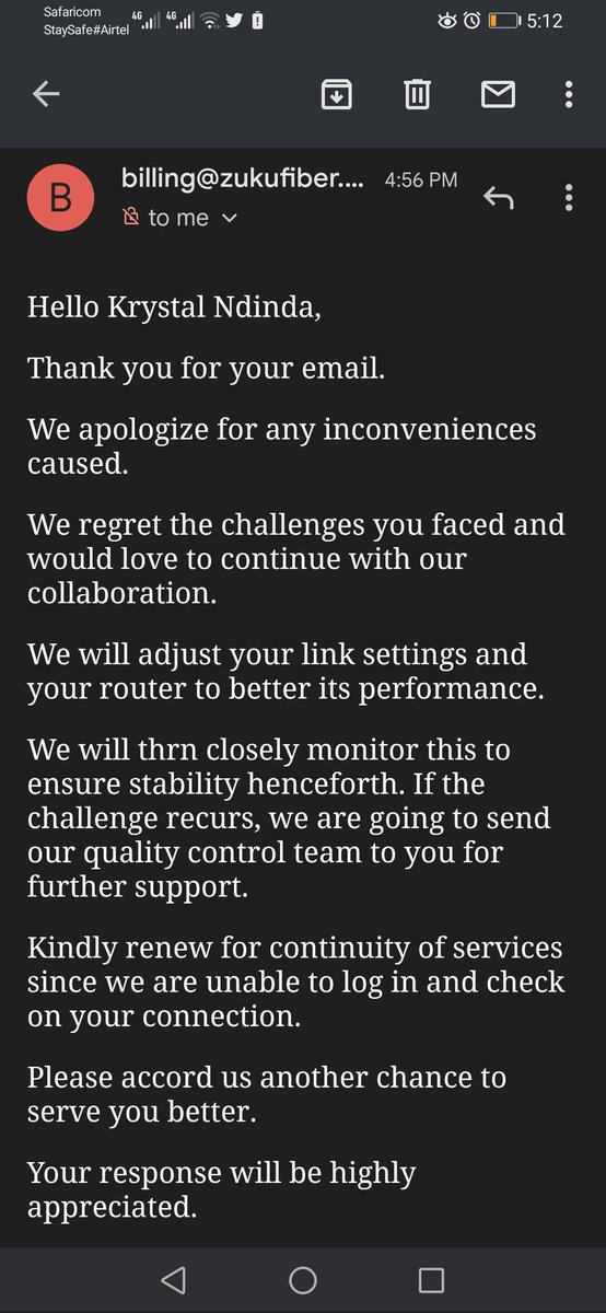 Krystal_nm's tweet photo. @Zuku_WeCare Dear @Zuku_WeCare, I believe I've been very clear about my request to have the account closed. I therefore, do not understand your email. Please close the account. https://t.co/MPlrGuEmBE