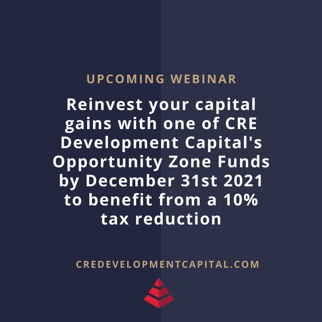 CRE_Dev_Capital's tweet photo. 45 days left! Stay tuned for details on our upcoming webinar. 

#CREdevelopmentcapital
#opportunityzones
#realestateinvestments https://t.co/890B6bmbL5