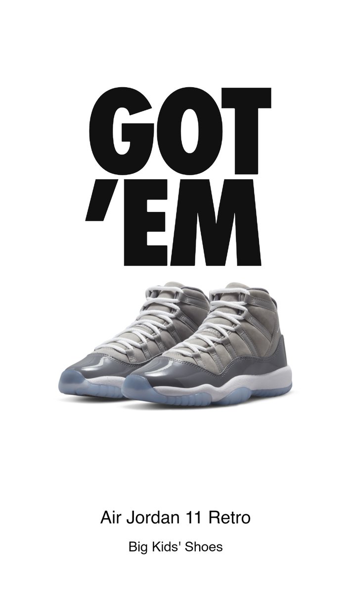 JenCuf's tweet image. At 10:59am: 
Receives text my 4lifer
&quot;Cool grey on snkrs at 11&quot;

*Turns 11:00am*
*Joins*

At 11:03am: 
GOT &apos;EM

At 11:04am:
The big kid excitement I had with my 4lifer on the phone n&apos; he hit!!!

Thanks baby @zeshan2423

#WeBlessed #OurLoveLanguage