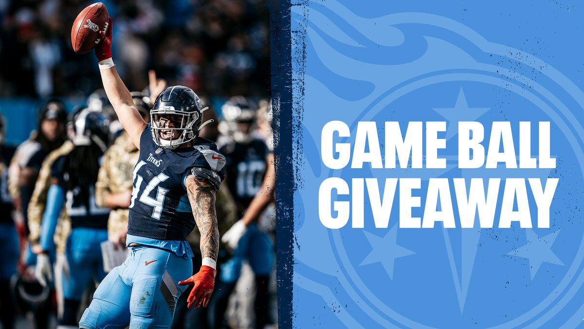 🏈 Titans Game Ball Giveaway 🏈 

RETWEET + follow <a href="/Titans/">Tennessee Titans</a> for a chance to win an official game ball from our victory over the Saints.