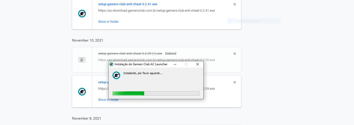 NorthonMorais's tweet photo. @GamersClubCS 
Ajuda aí GC, tentei atualizar o anti-cheat, deu tela azul no meu pc, agora não consigo nem desinstalar o atual, nem instalar a nova versão, sempre trava nessa barrinha de instalação. HELP, sou assinante e não estou podendo jogar ..... https://t.co/3MHMG0dtxo