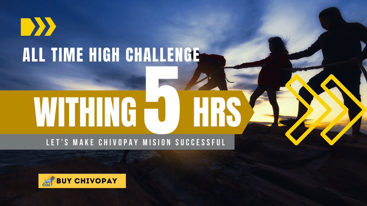 👋Hello #ChivoPay friends.

Let's take a challenge. Let's make the biggest Prump in 5 hours so they can break our All-Time High price.

Our team is ready to do this and you can help us build this record🚀🎉

💪Buy Link: exchange.pancakeswap.finance/#/swap?inputCu…

#BSC #Cpay #PrumpChallenge