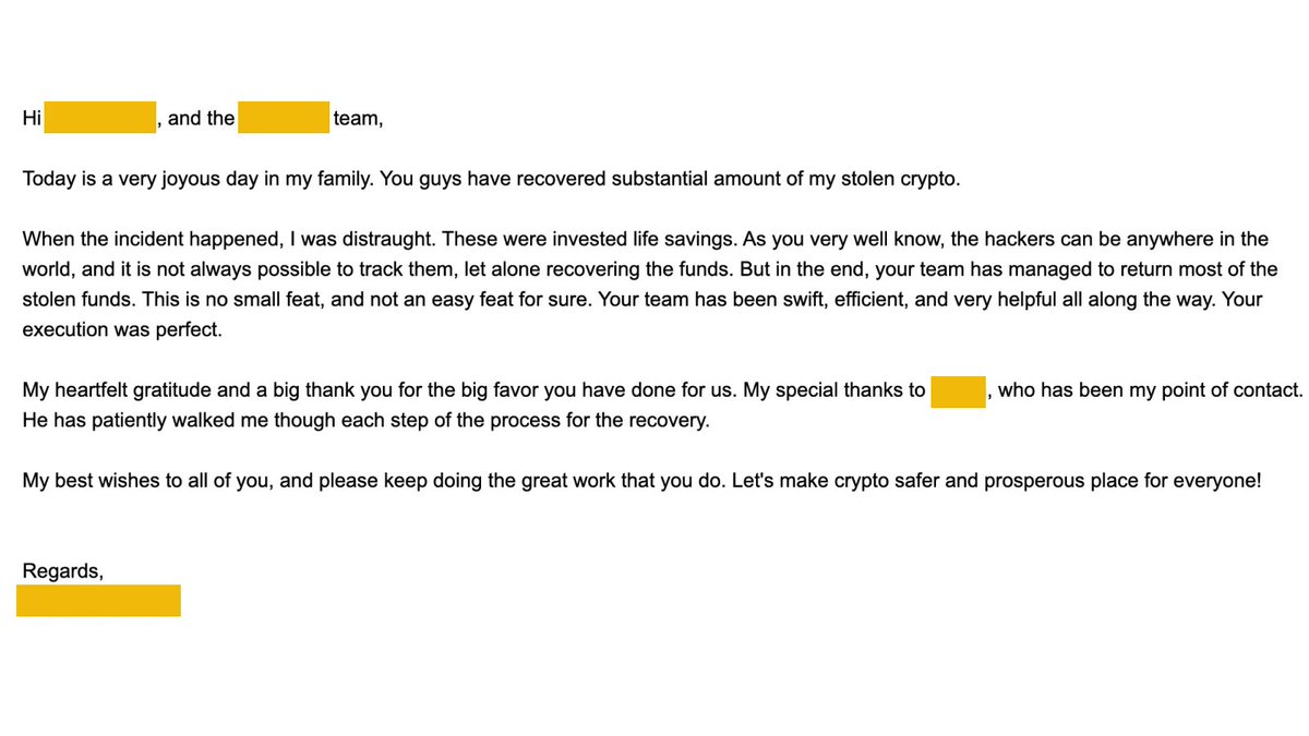 binance's tweet photo. Sometimes it's the things you don't see...

Our security team works tirelessly to keep #Binance and the crypto industry safe.

Here's one example of how they recently helped a user recover stolen funds. https://t.co/4De7gQij02