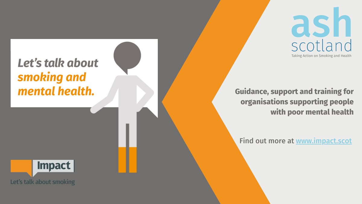 ASHScotland's tweet photo. Find out about the adverse effect of smoking on mental health.
IMPACT: Smoking and Mental Health sessions are 🆓 and online.
New sessions announced for 2022.
Find out more at https://t.co/bhkYlkopfv
#MentalHealthAwareness 
#MentalHealthMatters 
#mentalhealth https://t.co/8hAgdB5KRx