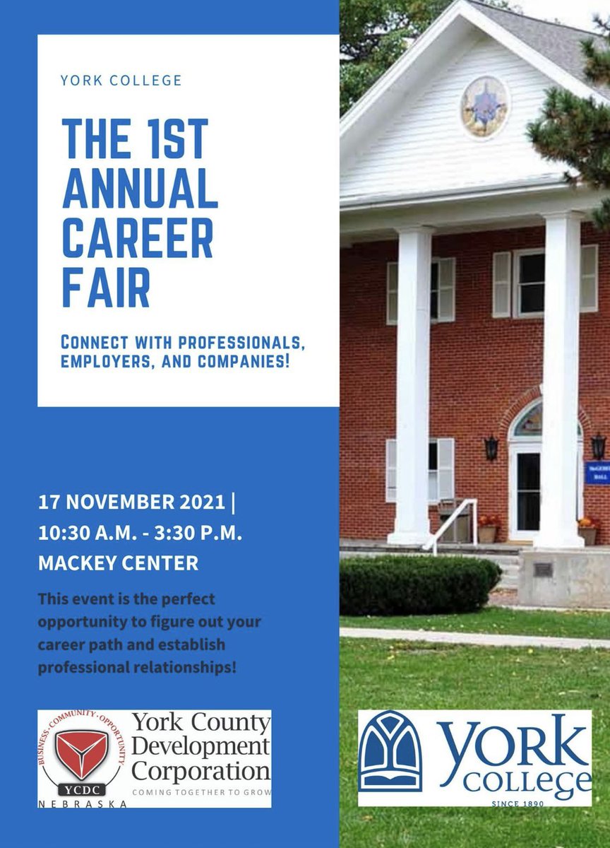 YorkU_fbla's tweet photo. Who needs a job?  (Hint, everyone at some point!)  Don't miss the first annual YCDC Career Fair on the YC Campus!  #levittschoolofbusiness #ycpbl #YCDC https://t.co/YcXfmaYVgW