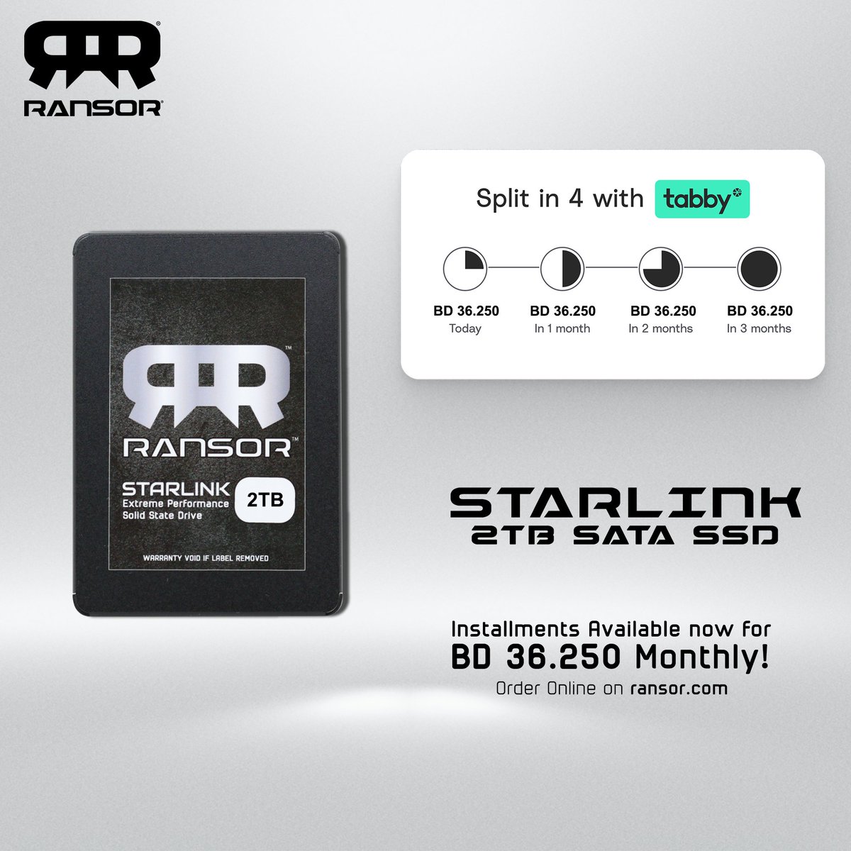 RansorGaming's tweet photo. Buy your favorite RANSOR Products now on Installments!

We’re excited to partner with @tabbypay to bring you a better way to shop! You can shop now and split the cost into 4 equal monthly payments at no interest with any card. #tabby #shopnowpaylater https://t.co/JQwmLPstDN