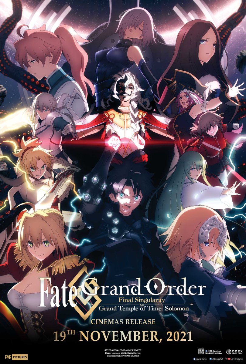 SPICinemas's tweet photo. This is the final battle to take back our future."
The enemy is Solomon, King of Mages. Fate/Grand Order Final Singularity - Grand Temple of Time: Solomon is releasing on 19th November!
@PicturesPVR #PosterLaunch #FateGrandOrder #GrandTempleOfTimeSolomon #FinalSingularity https://t.co/Bnpo3MBtRC
