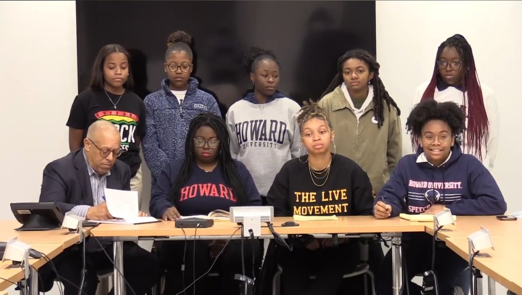 clarencehilljr's tweet photo. You see that smile on my daughter's face. Far right. Front row. She did it. They did it. The Howard protest is over. These kids risked expulsion for the greater good of student body. Live long enough to see your kids become your hero. Fearless and strong. Tears. @Chan_the_world https://t.co/NNm4B7Oj3u