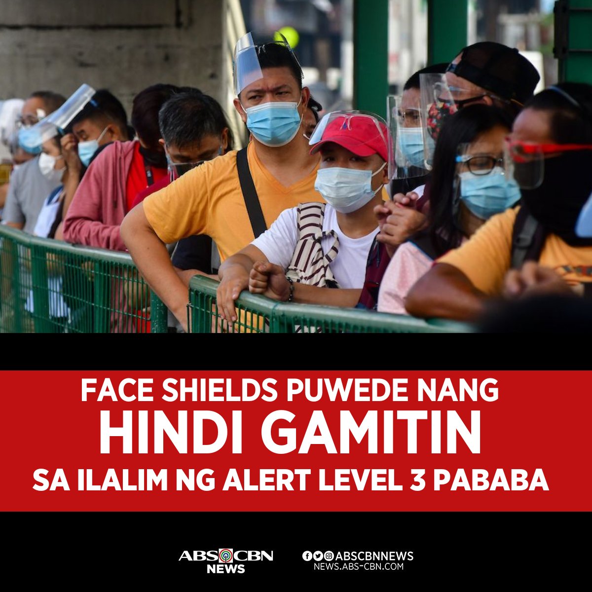 Sai H Rt Abscbnnews Breaking Face Shield No Longer Mandatory In Areas Under Alert Levels 1 2 And 3 In Areas Under Alert Level 4 Lgus And Twitter